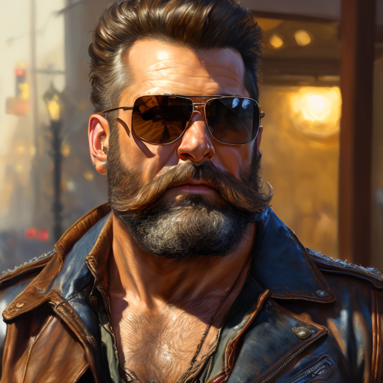 00701-444649409-oil painting of a biker with a bushy brown beard wearing a dark leather vest and sunglasses, detailed clothes, detailed face, de.png